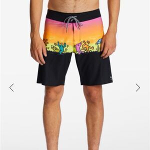 Billabong NWT Keith Haring Dolphin Dance Airlite Performance Boardshorts!